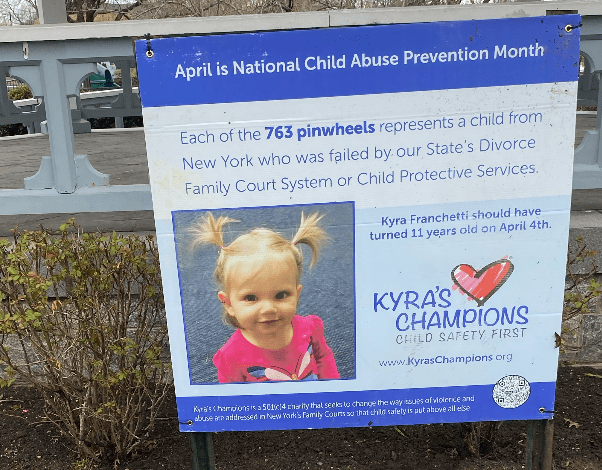Kyra's Champions was founded in honor of Franchetti's daughter Kyra, who was killed by her father at 28-months old while on a court-ordered, unsupervised visit.